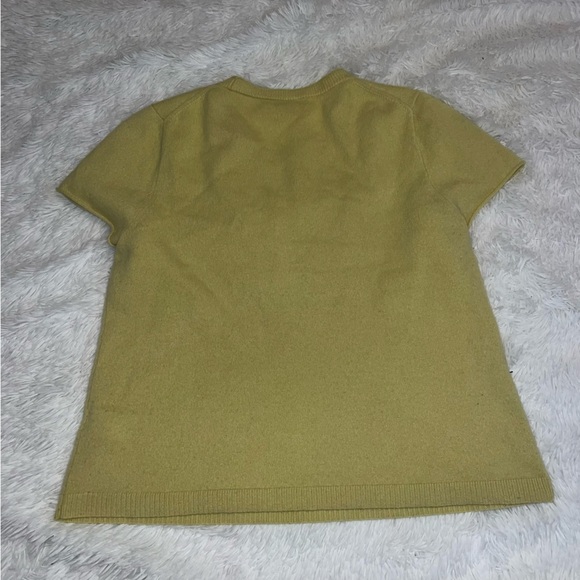 J. Crew 100% Cashmere size XL Extra Large Short Sleeve Top Yellow Green - Picture 5 of 5